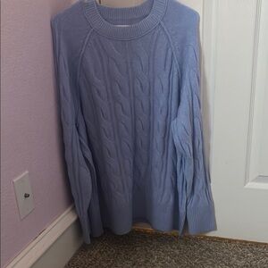 Aerie Light Blue Cable Knit Sweater
